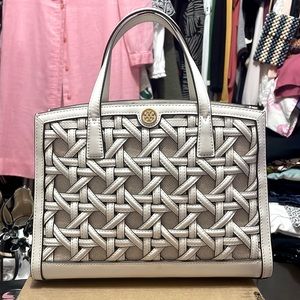 Tory Burch “Walker” Basket Weave Satchel